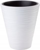 Doniczka okrągła Sahara Dunes 40 z wkładem | Biały, Kształt Okrągły, Wymiary 39.5x44.5 cm, Kolor Biały, Form-Plastik