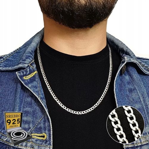 ŁAŃCUCH Srebrny Męski Łańcuszek SREBRO pr.925 5mm Pancerka + GRATIS na Arena.pl