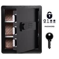 Pancerny Domowy Sejf z Zamkiem Elektronicznym i Kluczem 45x38x32 cm Czarny