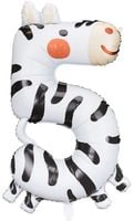 Balon foliowy Cyfra 5 - Zebra, 68x98 cm, mix