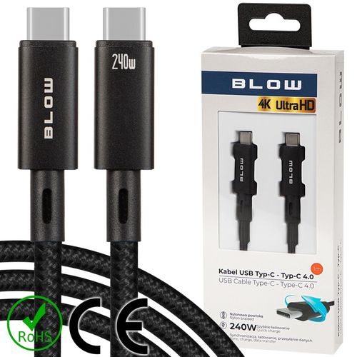 KABEL PRZEWÓD USB-C THUNDERBOLT QUICK CHARGE 240W 4K SZYBKIE ŁADOWANIE 1M na Arena.pl