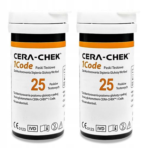 Paski do glukometru Cera-Chek 1code do oznaczania glukozy 50 sztuk na Arena.pl