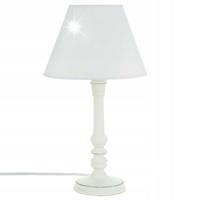 LAMPA STOJĄCA STOŁOWA BIAŁA Z KLOSZEM KLASYCZNA DO SYPIALNI 20X35 CM E14