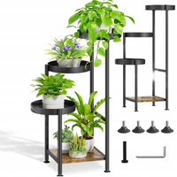 Kwietnik metalowy na kwiaty stojący wysoki 4 poziomów duży 80cm XL DREWNO