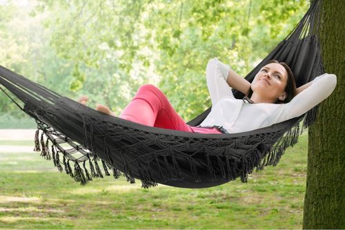 Hamak boho makrama- ciemny szary na Arena.pl