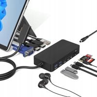 STACJA DOKUJĄCA ROZSZERZAJĄCA 12w1 HDMI VGA USB 3.0 USB-C SD