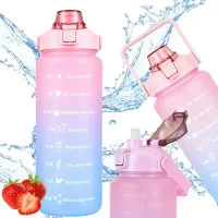Bidon na wodę butelka motywacyjna 2000 ml ze słomką z miarką sport fitness