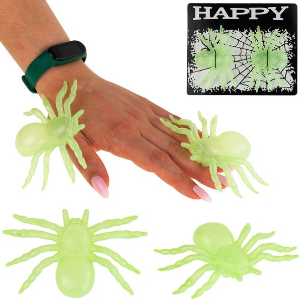 PAJĄKI HALLOWEEN SZTUCZNE 2SZT ŚWIECĄCE W CIEMNOŚCI FLUORESCENCYJNE zdjęcie 1