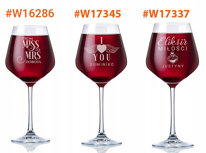 KIELISZEK do WINA z GRAWEREM XXL 860 ml WALENTYNKI zdjęcie 8