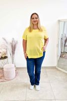 Bawełniana Bluzka Damska z Kieszonką i Guzikami Żółta UNI