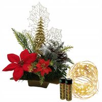 Stroik Świąteczny na Stół Wianek Boże Narodzenie +Lampki LED +2x baterie AA