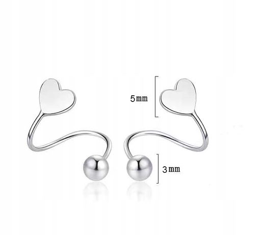 Kolczyki Srebrne PRÓBA 925 SREBRO Serca Sztyfty WKRĘTKI Damskie na Arena.pl