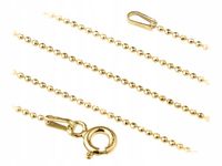 Długi Srebrny Pozłacany Łańcuszek Kulkowy Diamentowany Kulki 1mm Cienki 70