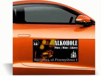 Magnes na samochód reklama magnetyczna 60x30 cm ALKOCHOLE PIWO WINO LIKIERY
