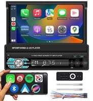 RADIO SAMOCHODOWE 1 DIN 7" BT WYSUWANY EKRAN DOTYK ANDROID AUTO CARPLAY