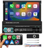 RADIO SAMOCHODOWE 1 DIN 7" BT WYSUWANY EKRAN DOTYK ANDROID AUTO CARPLAY
