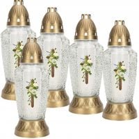 Znicze Lampiony Szklane Bezbarwne BISPOL wys. 29cm + wkład 48h - 5 sztuk