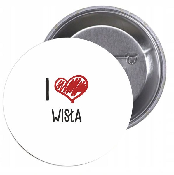 Przypinki buttony I LOVE WISŁA z grafiką zdjęcie 1
