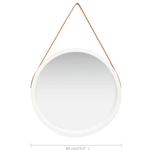 Lustro ścienne na pasku, 60 cm, białe na Arena.pl