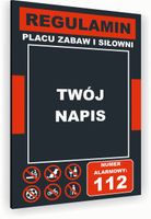 Tabliczka znak informacyjny 30x20 Antracyt REGULAMIN PLACU ZABAW Aluminiowa