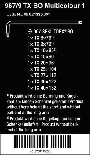 zestaw kluczy trzpieniowych torx multicolour tx8-tx40 - w05024335001 na Arena.pl