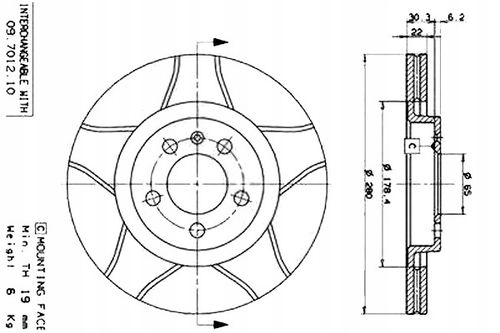 TARCZA HAM PRZOD 280X22 V MAX BREMBO na Arena.pl