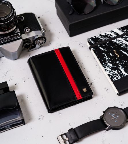 pionowy portfel męski z zasuwanym schowkiem — rovicky na Arena.pl