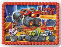 PROSTOKĄTNY OPŁATEK NA TORT A4 20x29CM - BLAZE TRUCK + IMIĘ