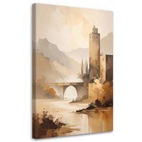 Obraz do salonu sypialni, Pastelowy Pejzaż Gór Architektura