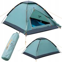 Namiot Turystyczny Kempingowy 2 Osobowy Wodoodporny Filtr UV Zielony NILS