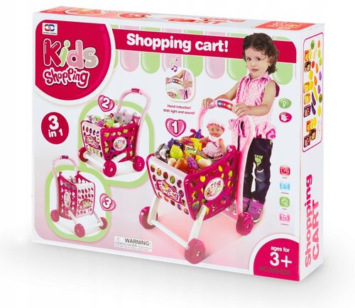 WÓZEK NA ZAKUPY KOSZYK SKLEPOWY DLA DZIECI LED 3w1 na Arena.pl