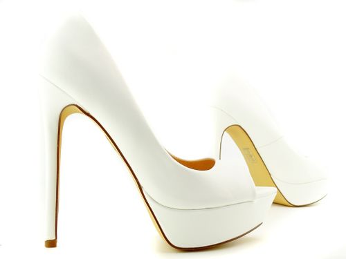 Białe matowe szpilki na platformie ekoskóra 37 na Arena.pl