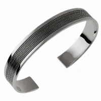 ELEGANCKA OKSYDOWANA SZEROKA SZTYWNA SREBRNA BRANSOLETA 10MM WZÓR KŁOS