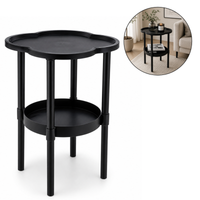 mobilny stolik kawowy w kształcie koniczyny czarny 37x37x46cm stl27cz