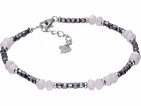 ELEGANCKA RODOWANA SREBRNA BRANSOLETKA FASETOWANY BIAŁY AGAT KWARC TYTANOWY