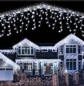 SOPLE GIRLANDA KURTYNA 200 LED ZIMNA BIEL + FLASH