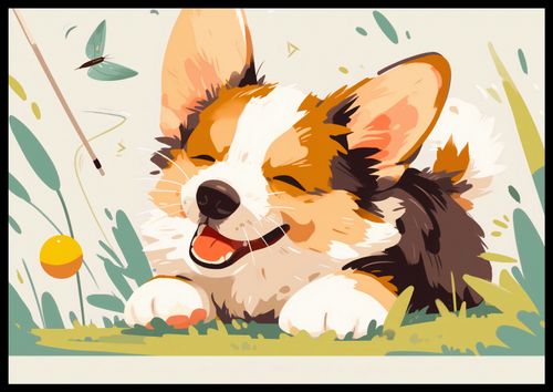 Plakat 66,5x46,5cm Beztroski Corgi na Arena.pl