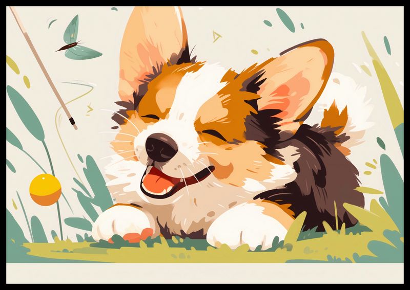 Plakat 66,5x46,5cm Beztroski Corgi zdjęcie 2