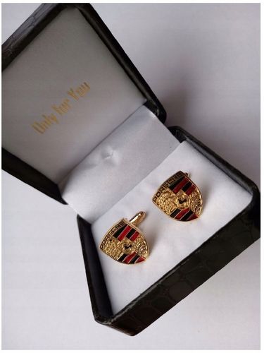 Exciting spinki do mankietów koszuli EXC Porsche pozłacane w skórzanym Etui na Arena.pl