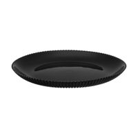 Talerz deserowy okrągły AURORA 19 cm czarne szkło opalowe ryflowany wzór