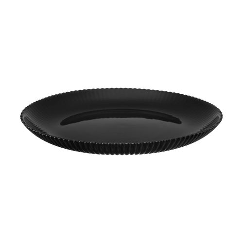 Talerz deserowy okrągły AURORA 19 cm czarne szkło opalowe ryflowany wzór na Arena.pl