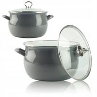 GARNEK TRADYCYJNY EMALIOWANY 5,5 L SZARY BARYŁKA Z POKRYWĄ GAZ INDUKCJA