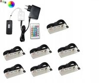 Zestaw LED RGB 7 x klips PCV do szklanych półek