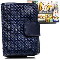 granatowy portfel damski na dokumenty i karty z rfid - rovicky