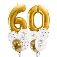 Zestaw balonów na 60 urodziny, biało-złoty