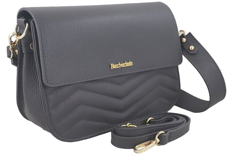 Torebka skórzana crossbody włoska - Szara ciemna zdjęcie 2