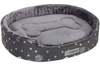 Owalne legowisko kojec dla psa Welsti szary futerko L 68x55 antypoślizgowy