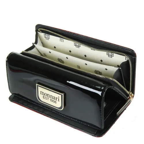 portfel damski skóra naturalna czerwony czarny duży na Arena.pl