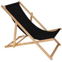 Leżak drewniany ogrodowy z 3-stopniową regulacją składany plażowy czarny
