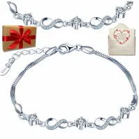 BRANSOLETKA SREBRNA DAMSKA NIESKOŃCZONOŚĆ SREBRO 925 CELEBRYTKA CYRKONIAMI